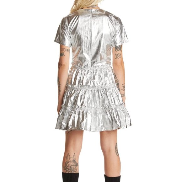 Teddy Fresh Women's Silver Linings Metallic Tiered Prom Dress sz Small NWT NEW - Picture 12 of 12